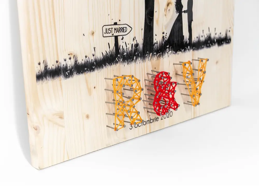 Copacel cu amprente pe lemn cu String Art 2 OMG! string art